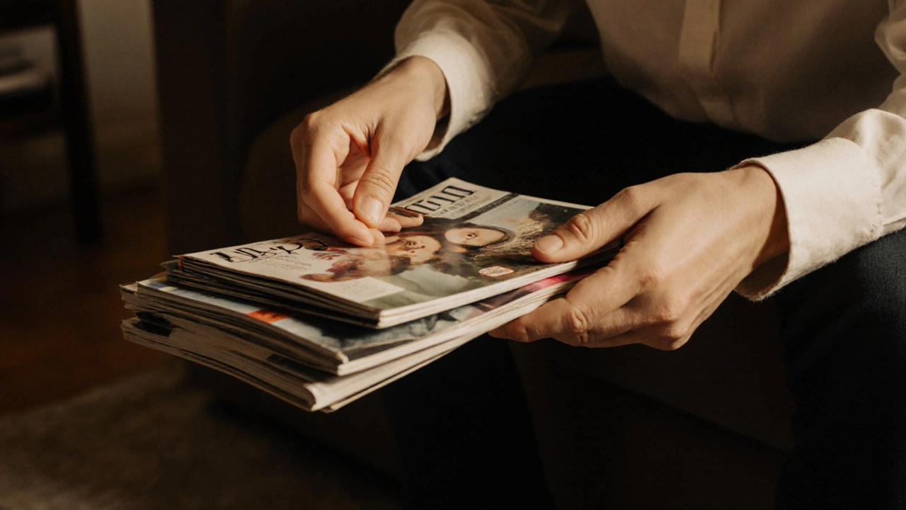 A hand guiding someone to pick a magazine while subtly blocking other options.