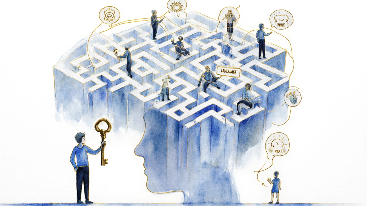 A surreal mind maze illuminated by observation, language, and micro-expressions.