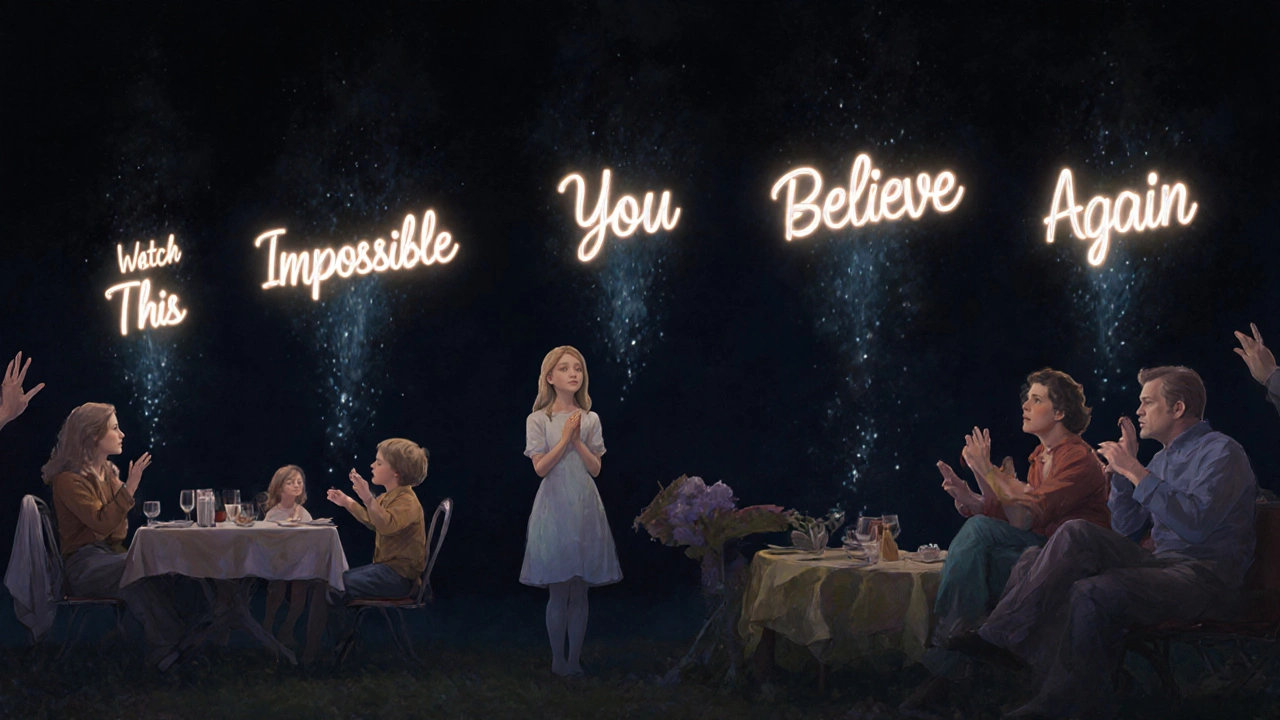 Five powerful magic words float in the air, connecting people of all ages experiencing wonder.