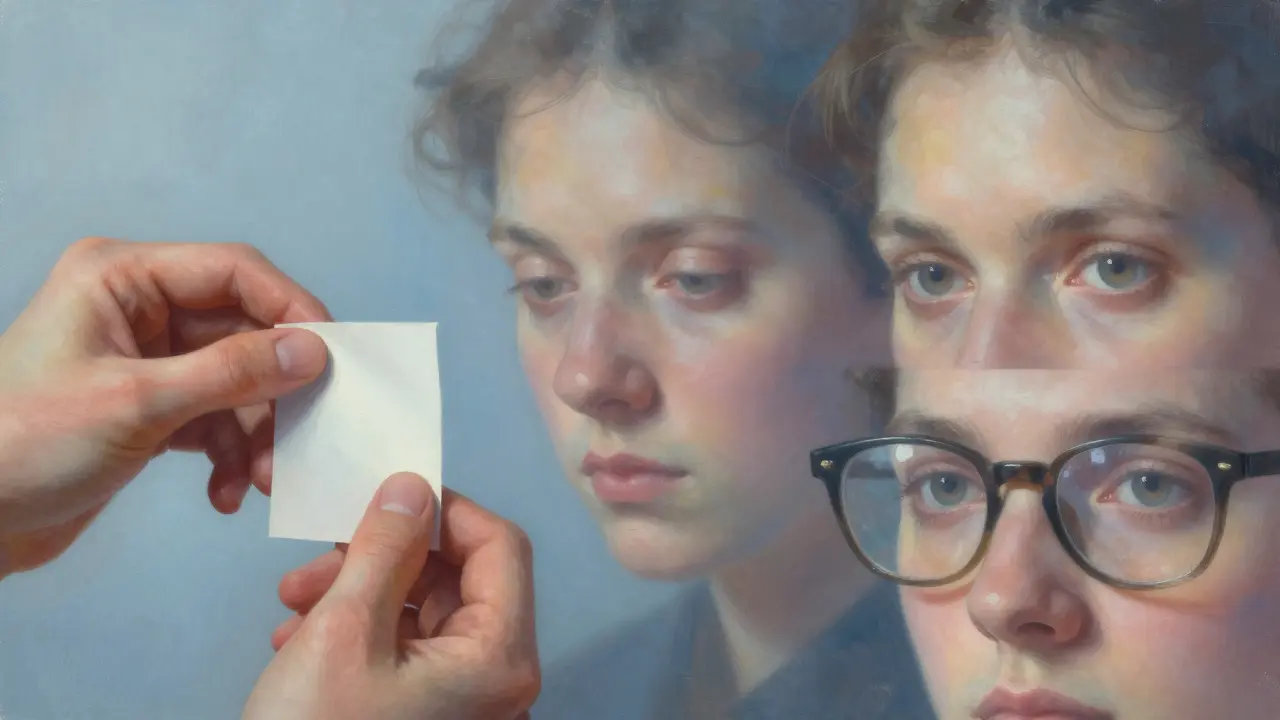 Three overlapping views show a folded slip, a glance, and a reflection revealing a secret number.