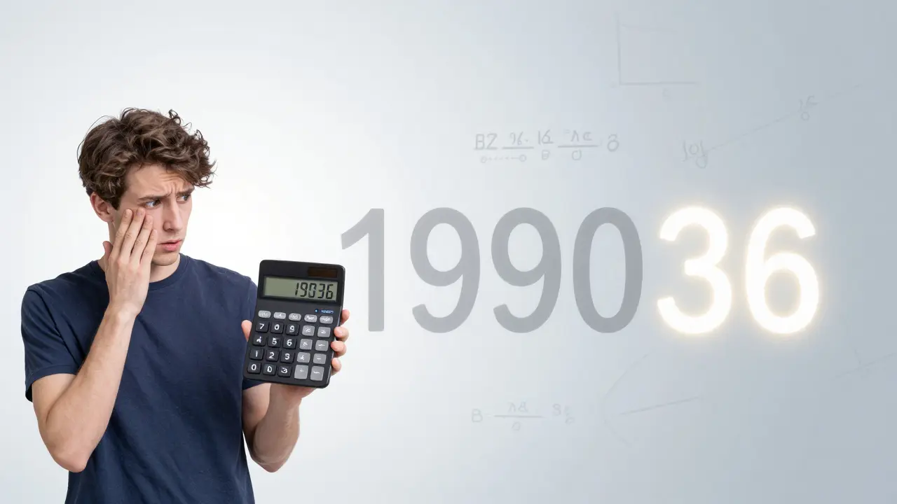 Split image showing a large number with last two digits glowing as the person's age.